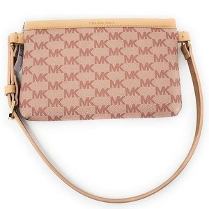 Michael Kors Leather Belt Bag Fanny Pack/Waist Bag, Ballet Pink/Tan, Medium